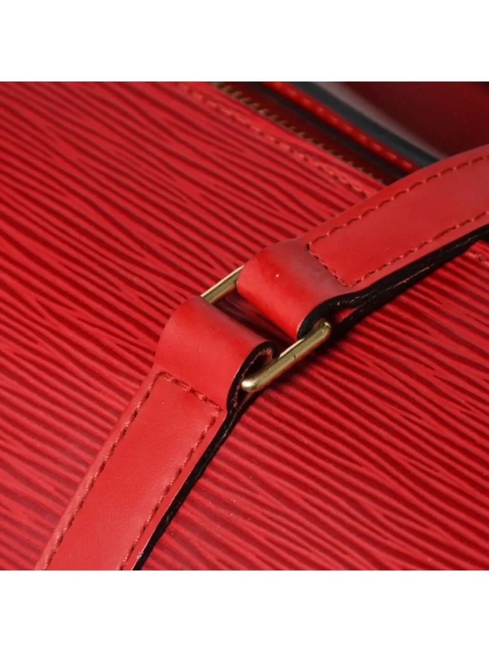 Louis Vuitton Soufflot Handbag Epi Leather Red Gold
